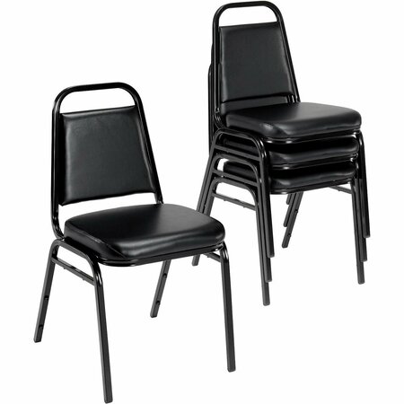 INTERION BY GLOBAL INDUSTRIAL Interion Banquet Chair with Square Back, Vinyl, 2-1/2in Seat Thickness, Black 695863